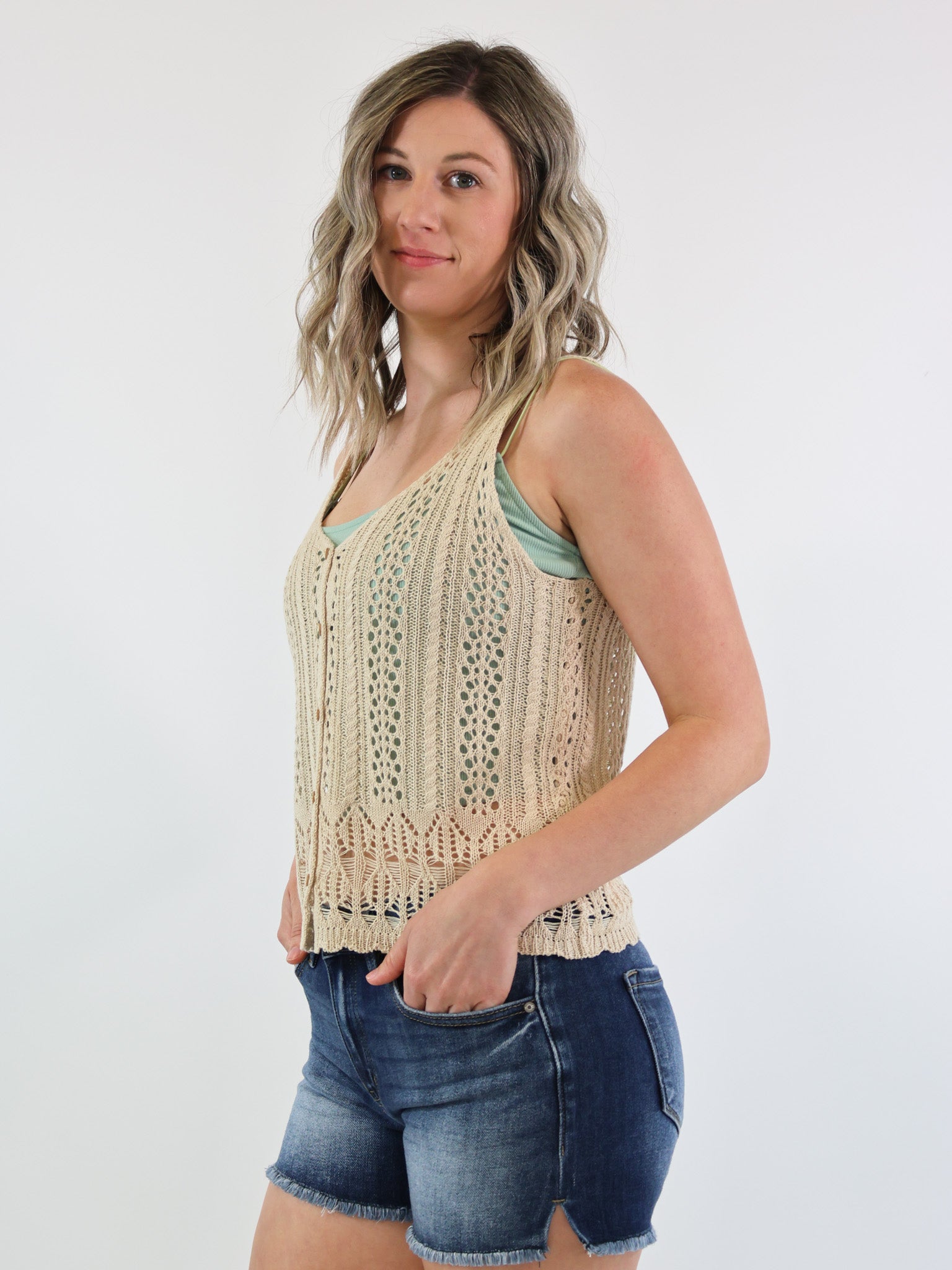 Carmela Crochet Knit Top