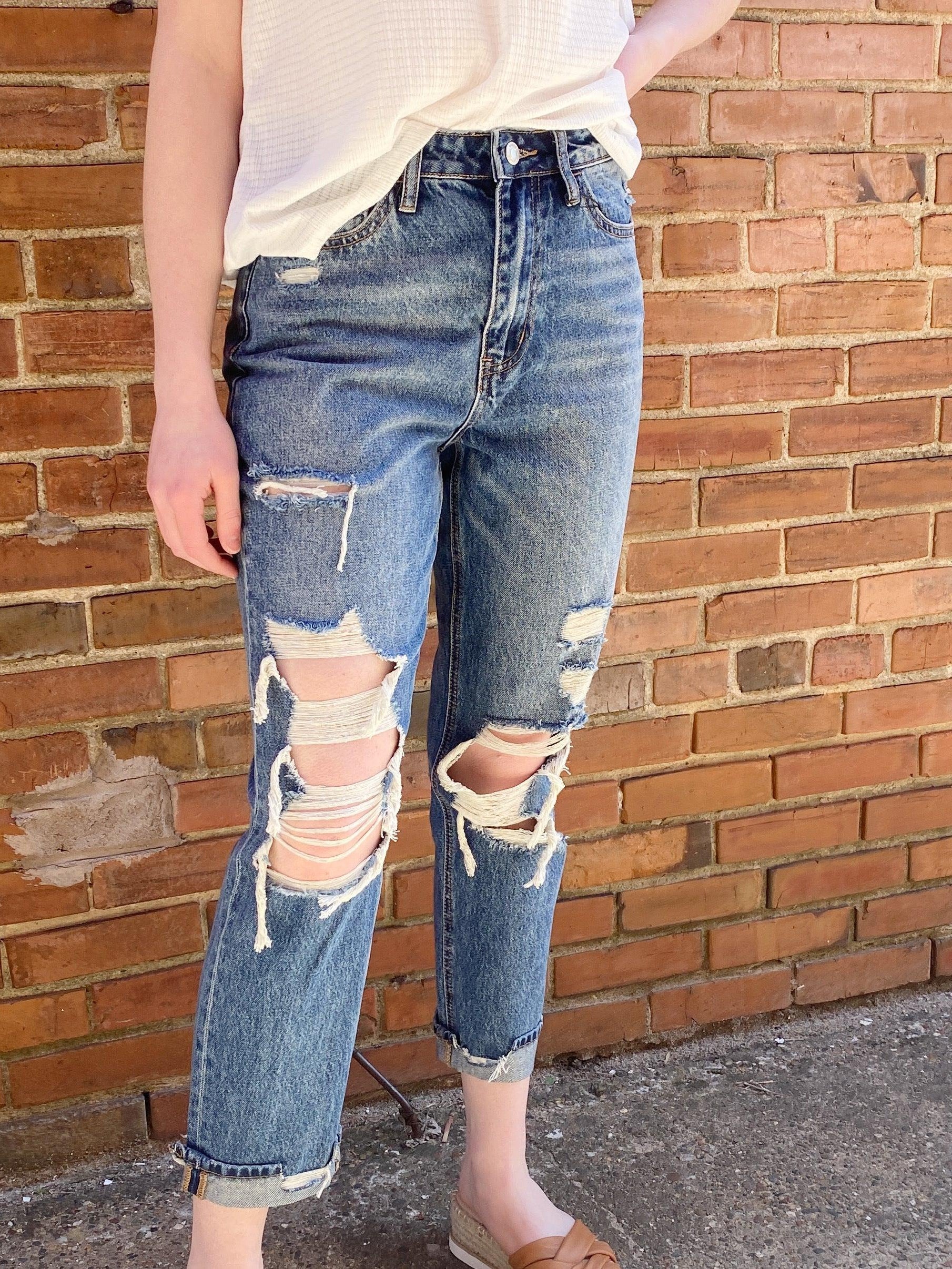 Emma Distressed Mom Jeans