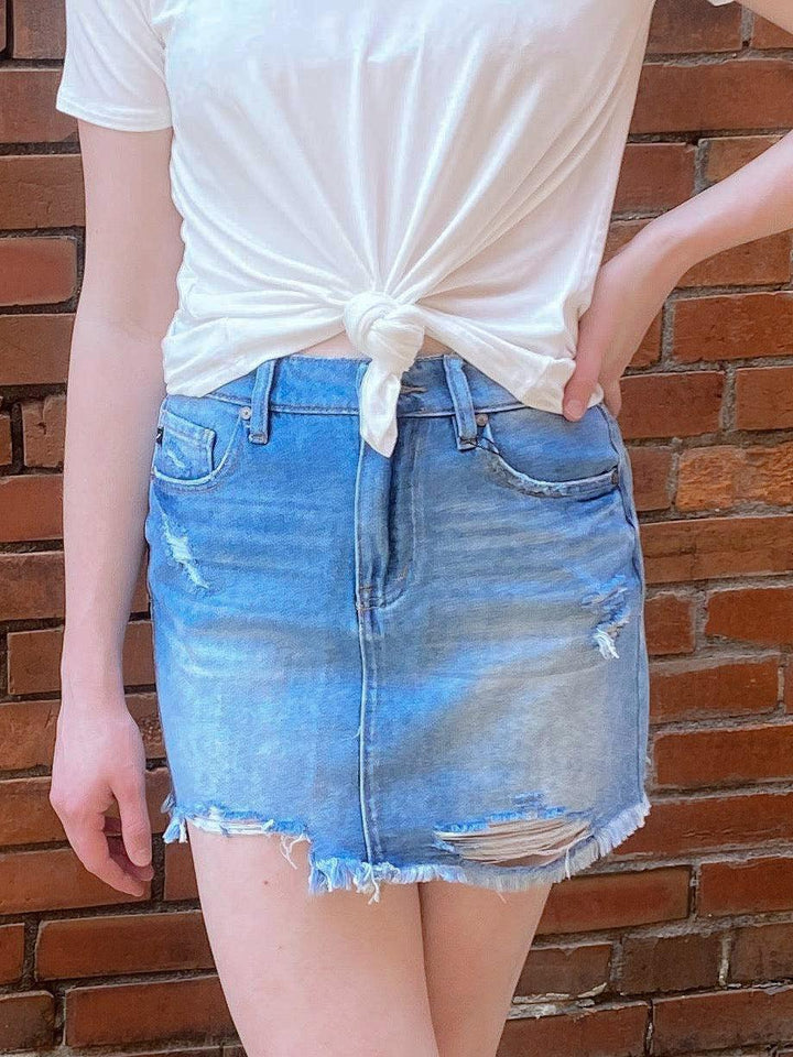 KanCan Frayed Mini Skirt