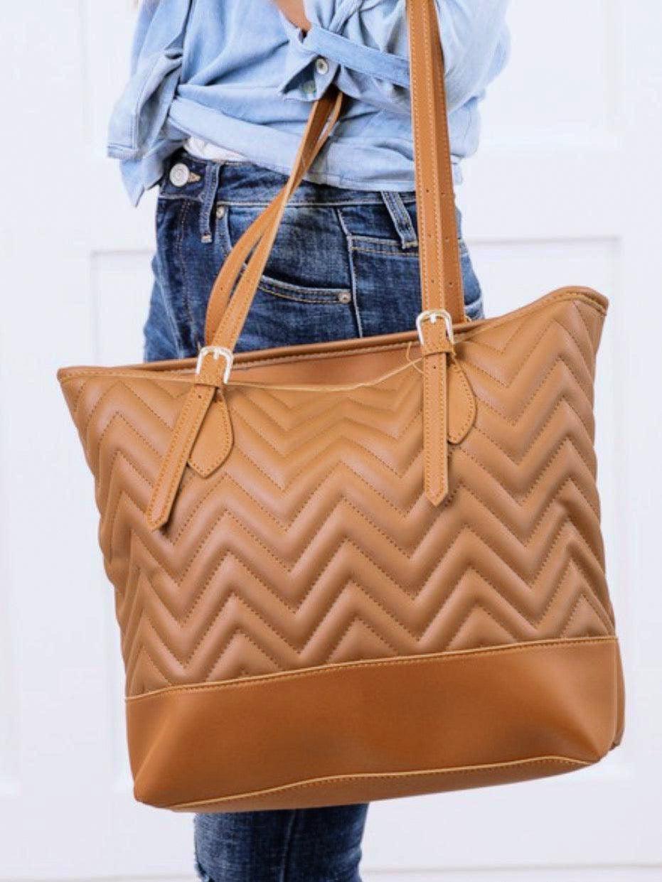 Zoe Quilted Top Handle Tote